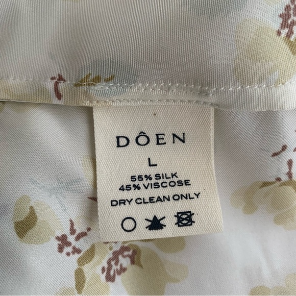 NWT Doen Sera Silk Short Puff Sleeve V Neck Mini Dress Gold Frolicking Floral - Picture 10 of 11